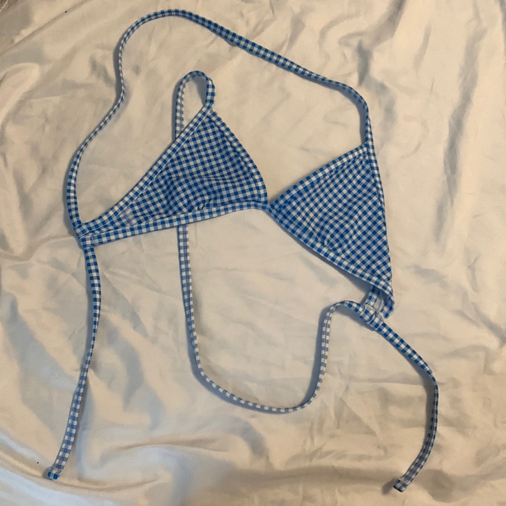 Jolyn Clothing Blue Gingham Bikini Top